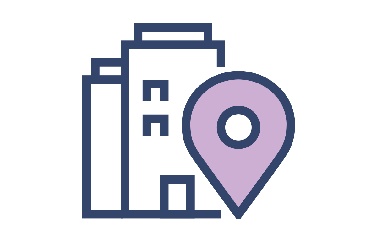Icon - Building with a Location Pin