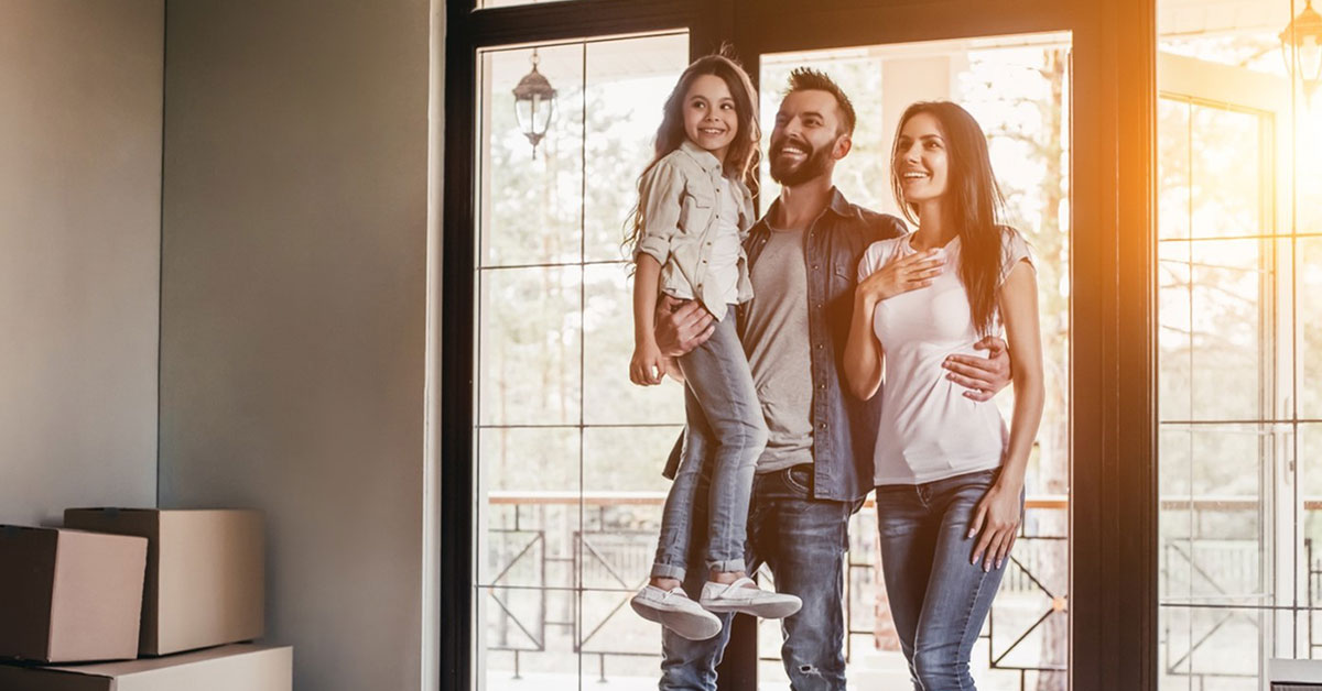 Young family moving into a new home.