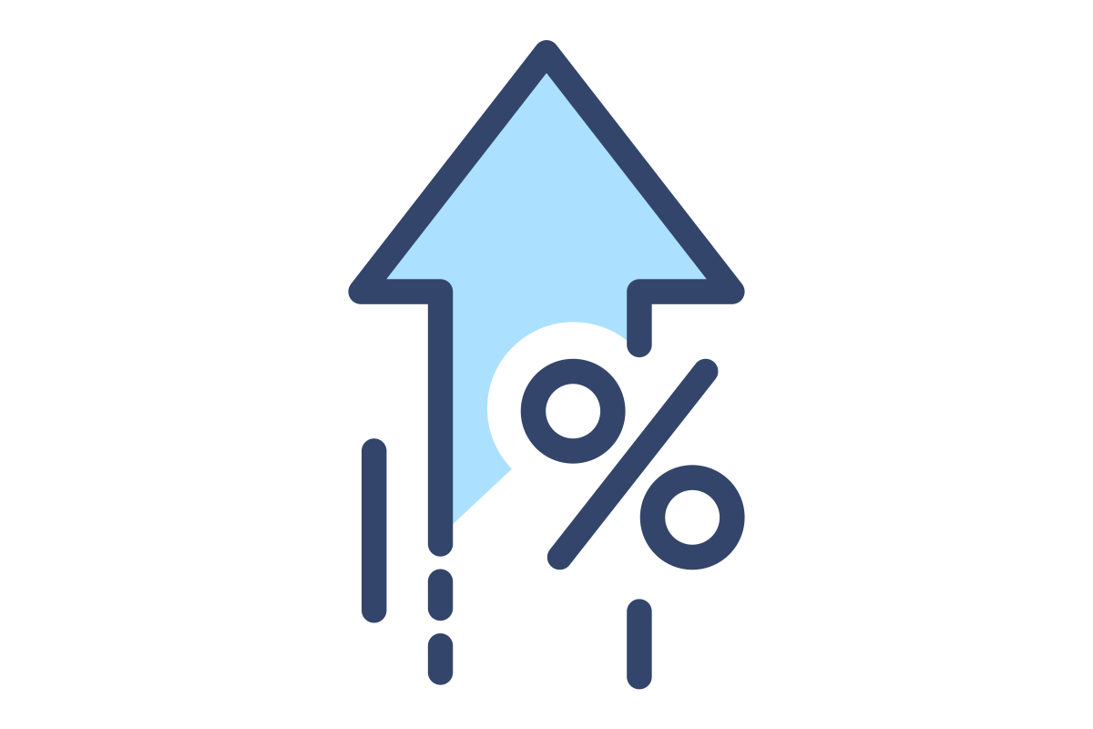 graphic of an arrow pointed up with a percent sign