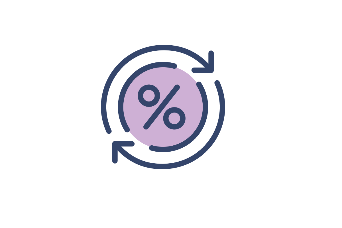 Percentage rate in a circle with arrows around the circle