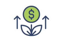 Dollar Symbol in Flower with Up Arrows