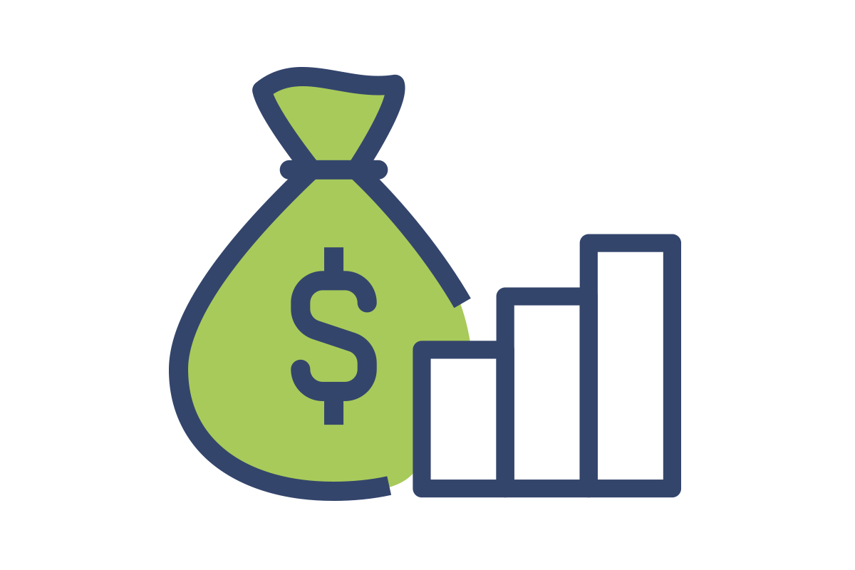 icon- bag of money with bar graph